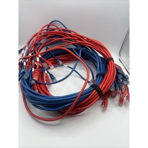 Lot Of 25 CAT5E Ethernet Patch Cord RJ45 Cable Red Blue 5 Feet 350mhz
